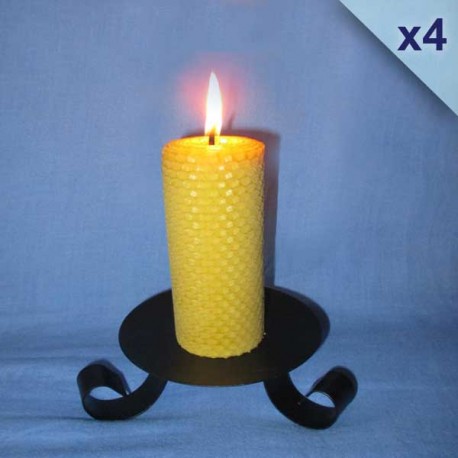bougies-cire-abeille-piliers-gaufrés-4-5x13