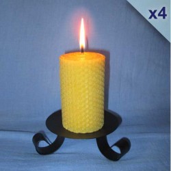 4 beeswax sheet comb pillar candles 5,5x13cm