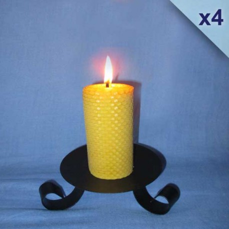 4 beeswax sheet comb pillar candles 4,5x10cm