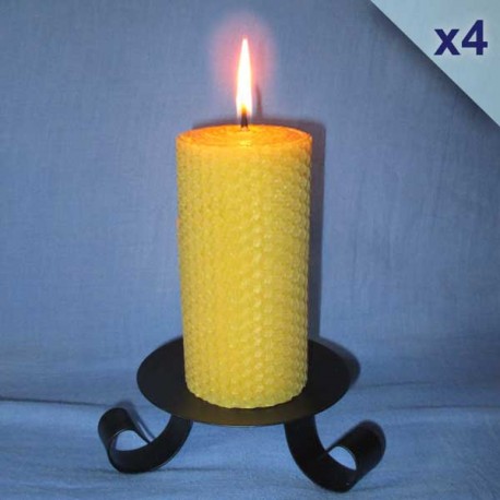 4 beeswax sheet comb pillar candles 5,5x20cm