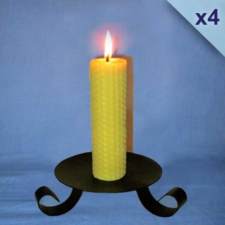 4 beeswax sheet comb pillar candles 3,5x20cm