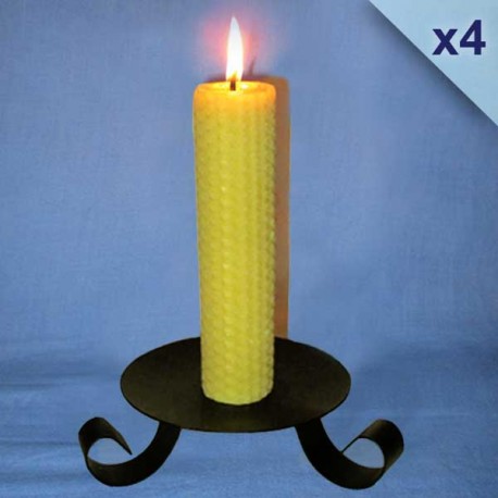 4 beeswax sheet comb pillar candles 3x26cm