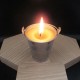 Beeswax candle in grey bucket 2