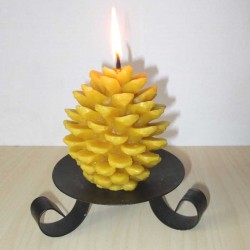Beeswax candle large pine cone