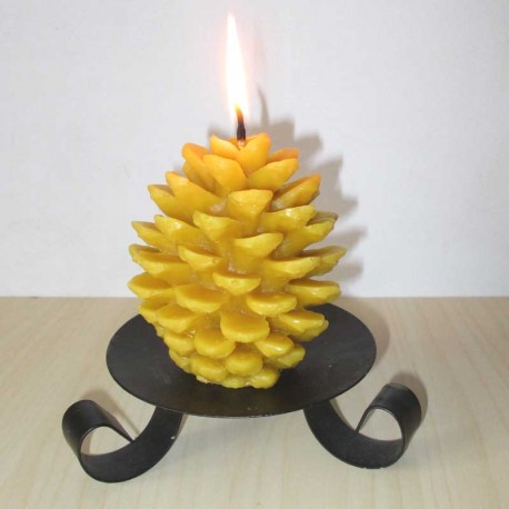 Beeswax candle large pine cone