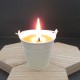 Beeswax candle in white bucket 2