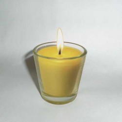 Beeswax candle in glass pot