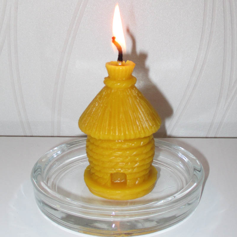 Bougie Sculptée Tête De Loup En Cire D'Abeille – 550g – Neuve